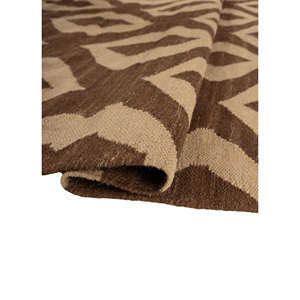 พรมขนสัตว์อินดัสบาร์ แอ็บสแตรคท์ สีเบจ-น้ำตาล ทอแบบเรียบ สำหรับบ้าน ขนาด 4 เมตร รูปทรงสี่เหลี่ยมผืนผ้า สำหรับห้องโถง พรมห้องนั่งเล่น พรมปอกระเจา รุ่น SDWL-676 - Product Image 1