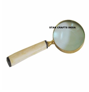 Loupe de lecture vintage avec manche en bois métallique Loupe optique portable haut de gamme, loupe 10x en bronze - Product Image 1