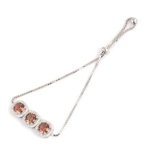 925 Sterling <b>Silver</b> Adjustable <b>Bracelet</b> with Square Stone Triple Cube Chic Crystal <b>Bangles</b> - Product Image 3
