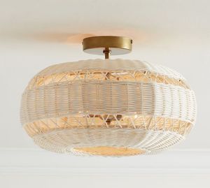 Lámpara Colgante LED de Mimbre Vintage con Marco de Hierro, Color y Tamaño Personalizables, Decoración de Iluminación Hecha a Mano - Product Image 4