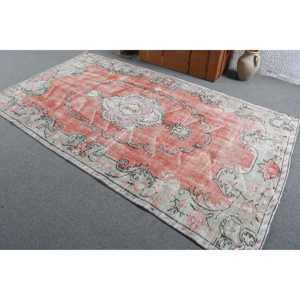 5x8.6 ft Vintage Rug, Turkish Large Rug, <b>Red</b> Moroccan <b>Wool</b> Rug - Product Image 4