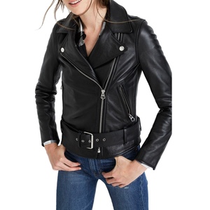 แจ็คเก็ตหนังแท้แบบคลาสสิกสำหรับผู้หญิง ทรงครอป ผ้าหนังทอ ระบายอากาศได้ดี - Product Image 1
