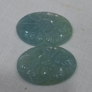 อัญมณีรูปวงรีอัญมณีแกะสลักพลอยอะความารีนแบบหลวมเครื่องประดับทำมือคู่ - Product Image 2