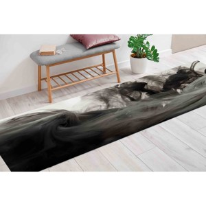 Tapis à effet fumé : Décoration moderne pour salon noir et gris, tapis imprimé, tapis à poils doux - Product Image 5