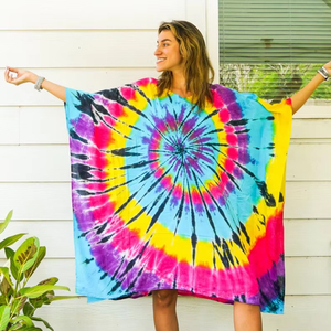 Women's Plus Size Casual Dresses Hand-Tie Dye <b>Kaftan</b> Boho Abaya Beach Cover <b>Summer</b> Straight Silhouette Ankle-Length V-neck - Product Image 1