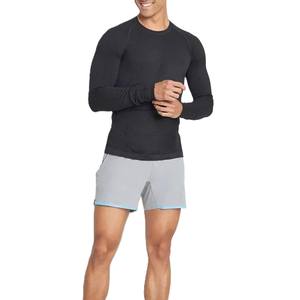 Haut de sport pour homme grande taille, manches courtes avec trou pour le pouce, tricoté, imprimé, extensible, respirant, performance, entraînement, salle de sport, vêtements de fitness, 100% - Product Image 3