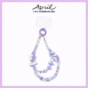 Breloque de téléphone papillon double couche perlée violet pastel et bleu - Pack de 24 pièces en gros - Product Image 1
