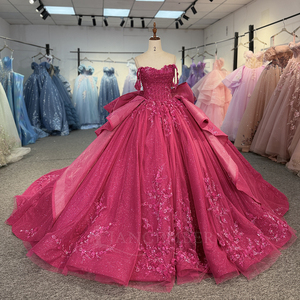 <span class=keywords><strong>Vestidos</strong></span> <span class=keywords><strong>de</strong></span> Quinceañera Jancember 5799 con Lentejuelas Fucsia, Hombros Descubiertos y Escote Corazón para Chicas - Product Image 2