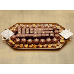 Wedding Chocolate Tray Exclusive Metal Chocolate Platter With Floral Handles Elegant Chocolate <b>Dessert</b> Tray For Parties - Product Image 2