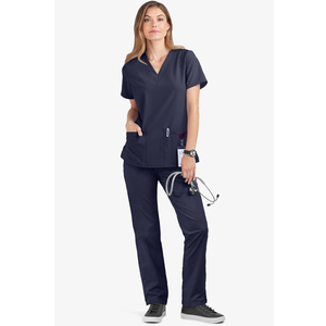 ชุดเครื่องแบบแพทย์8กระเป๋าใส่สบายกางเกงวิ่งคอวีแบบยืดได้มีกระเป๋า8ช่องกางเกงขัดขาตรงผ้าแคนวาส - Product Image 2