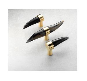 Modern Horn <b>Knobs</b> & Handle 100% Natural <b>Black</b> Horn Handle Drawer Pull Gold Brass Furniture Handle Horn <b>Knobs</b> - Product Image 1