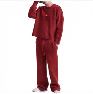 Solid Pattern Casual 100% Cotton Regular Fit Men's Flare Tracksuit Plus Size Custom Logo Winter Tracksuits For Sale Best Style - Product Image 4