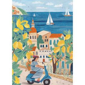 Affiche de voyage encadrée de Caroline Bonne Mller, représentant une femme sur la côte d'Amalfi, Italie, pour décoration murale - Product Image 4
