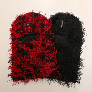 Hip Hop Winter Full Face Ski Mask Fur Furry Fuzzy Grassy Knit Máscara de esquí Pasamontañas desgastado con logotipo personalizado - Product Image 2
