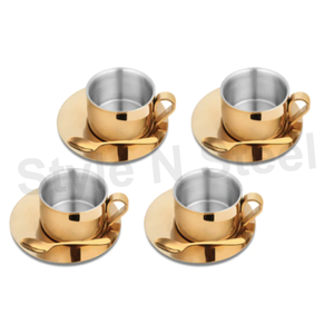 Double Wall Insulated Stainless Steel Travel <b>Cups</b> with Handle Everyday Coffee & <b>Tea</b> Supplies <b>Tea</b> <b>Cup</b> with Tray <b>Set</b> - Product Image 1