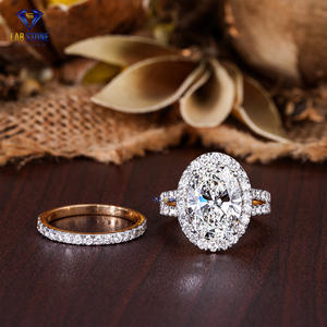 Lab-Stone Bague en or rose avec diamants 7.573 TDW Taille ovale et ronde Couleur EF-VS - Product Image 3