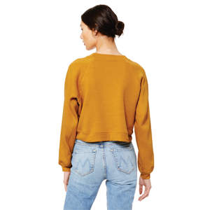 Airlume-Jersey de algodón peinado con manga raglán para mujer, forro polar de poliéster, brezo, Mustard, 52%, 48% - Product Image 3