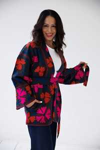 SUZANI EMBROIDERY JACKET Floral <b>Quilted</b> <b>Velvet</b> Fabric XL Size Woven Pattern and Weaving Method Embroidered Techniques - Product Image 3