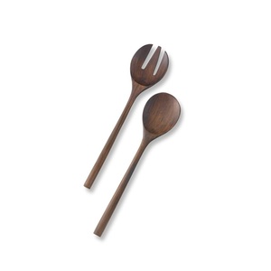 Vente flash : service à salade en bois, bois de manguier poli émaillé, avec plateau rond assorti - Product Image 2