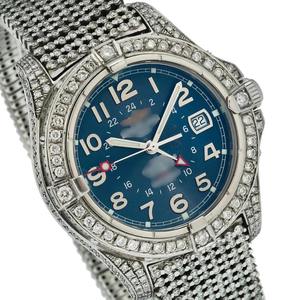 Nouvelle montre hip-hop de haute qualité avec cadran bleu personnalisé, sertie de diamants en moissanite, bracelet en acier inoxydable mécanique de luxe - Product Image 4