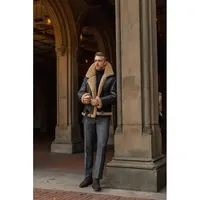 Veste en cuir de mouton B3 Bomber pour homme, en fourrure de mouton