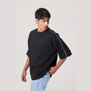 เสื้อยืดคอกลมเปิดไหล่100% สำหรับผู้ชายเสื้อยืดโอเวอร์ไซส์สำหรับผู้ชายทำจากผ้าฝ้าย - Product Image 3