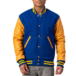 Veste universitaire pour homme, corps en laine, manches en cuir, broderie, patchwork, veste bomber, streetwear, thème musical, vintage - Product Image 4