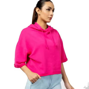 Sudaderas con capucha para mujer Fabricante de ropa Crop Cut Edge Blanks Sudaderas con capucha Sudadera Vintage Custom Puff Print Recortada - Product Image 2