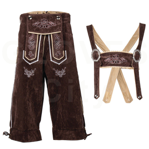 Pantalón corto bávaro tradicional Lederhosen para hombre, traje con botones rústicos bordados alemanes clásicos, tirantes y estilo - Product Image 3