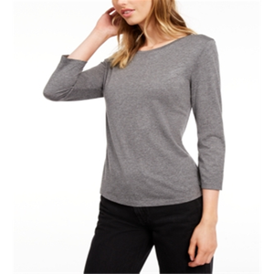 T-shirt da donna Maison Jules a maniche a 3/4 grigio tinta unita 100% cotone taglia Small in tessuto a maglia traspirante - Product Image 1