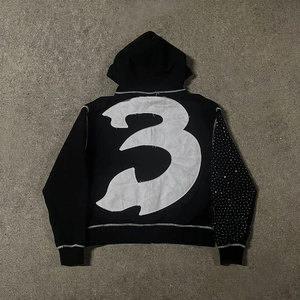 Unique Design Men Distress Patch Hoodie / <b>Adult</b> Size Light Weight And Comfortable Men Distress Patch Hoodie - Product Image 3