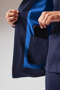 Conjunto de chaqueta y pantalón médico azul marino unisex con diseño Atlético moderno - Product Image 4