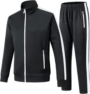 Survêtement de sport pour hommes, ensemble veste et pantalon de sport avec fermeture éclair complète pour la course à pied, le jogging et la gym - Product Image 1