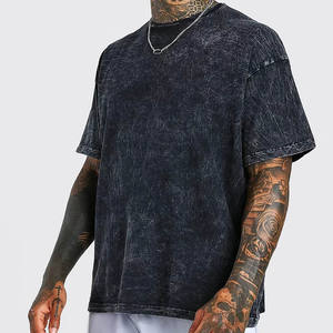 Hombres ácido lavado camiseta impresa calle desgaste Hip Hop ácido lavado algodón camisetas - Product Image 2
