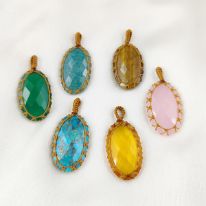 Colgante de macramé citrino amazonita de ojo de Tigre con rodio y chapado en oro piedra curativa colgantes finos y dijes regalo de joyería - Product Image 3