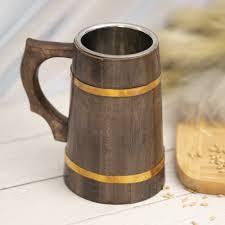 Vasos de cerveza de madera Taza de café elegante para bebidas calientes Mango Taza de cerveza vikinga de madera Jarra natural hecha a mano - Product Image 2