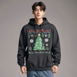 Men's New Fashion Pullover Hoodies with Zipper Durable Winter Apparel and Embroidered <b>Christmas</b> Design - Product Image 5