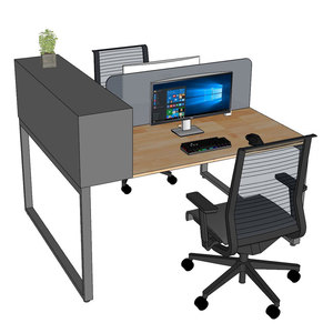 Modern Minimalist 2-seater Office <b>Desk</b> 150x120cm Rubber Wood Top Iron Legs Document <b>Shelf</b> HBRT075 - Product Image 3