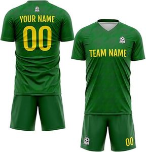 Uniformes de fútbol transpirables de alta calidad Set Custom Blue Pink Yellow Green Color Men's Team Soccer Wear Kits - Product Image 3