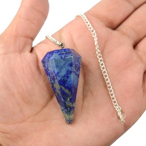 Pendentif en pierre roulée de lapis-lazuli facetté de 40 mm, qualité supérieure, fait main, en vrac, pierre précieuse naturelle du Gujarat - Product Image 3