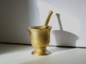 Excellent mortier et pilon en laiton pour la maison restaurant accessoires de cuisine herbe et épices outils granit médecine broyeur masher - Product Image 4