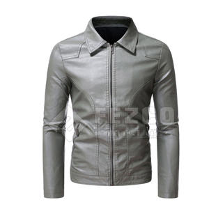 Veste en cuir d'hiver chaude pour homme, en cuir de vache, col montant, logo sur le devant, personnalisable, imperméable, respirante, best-seller - Product Image 1