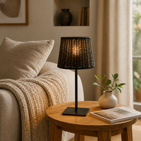 Lampe de table sans fil créative en osier tressé avec variateur tactile, autonomie de 5 heures, antidérapante, pour hôtel, café, bar et terrasse