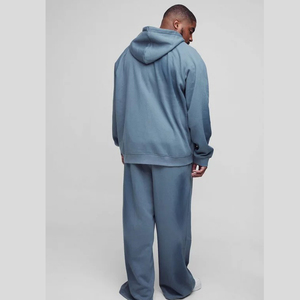 เสื้อสเวตเตอร์มีฮู้ดมีซิปสำหรับผู้ชาย, เสื้อกันหนาวผ้าฝ้ายออร์แกนิกมีฮู้ดและกางเกงโอเวอร์ไซส์ - Product Image 4