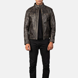 Chaqueta de Cuero de Cordero Genuino Premium para Hombre, Estilo Bomber Marrón con Cuello, Alta Calidad, Grosor Delgado, Precio Bajo - Product Image 5