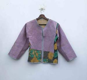 Chaqueta Kantha Hecha a Mano para Mujer, Estampado Índigo, Chaqueta Kantha Reversible, Chaquetas Kantha para Mujer - Product Image 1