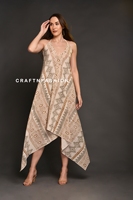 Vente en gros de robe longue dos nu bohème 100% coton avec chanvre vêtements d'été tribal imprimé en blocs de style gitane hippie