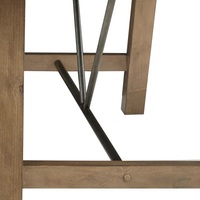 Table à manger rectangulaire moderne en bois massif, couleur naturelle, finition polie, avec piètement métallique, pliable et extensible, pour hôtel et atelier