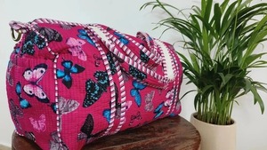 กระเป๋าทรงดัฟเฟิลผ้าฝ้ายลายผีเสื้ออินเดียสำหรับผู้หญิง-กระเป๋าเดินทางแบบลำลองคุณภาพสูงเป็นมิตรต่อสิ่งแวดล้อมกระเป๋าเดินทางกีฬาสุดหรูสำหรับสัปดาห์ - Product Image 4