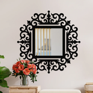 Miroir noir unique en forme de lotus avec un design floral délicat. Disponible aux prix de gros. - Product Image 3
